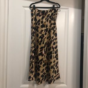 Cheetah print satin midi skirt